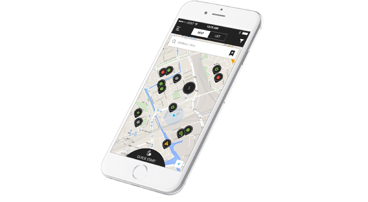 Allego EV charging app with a map of chargers