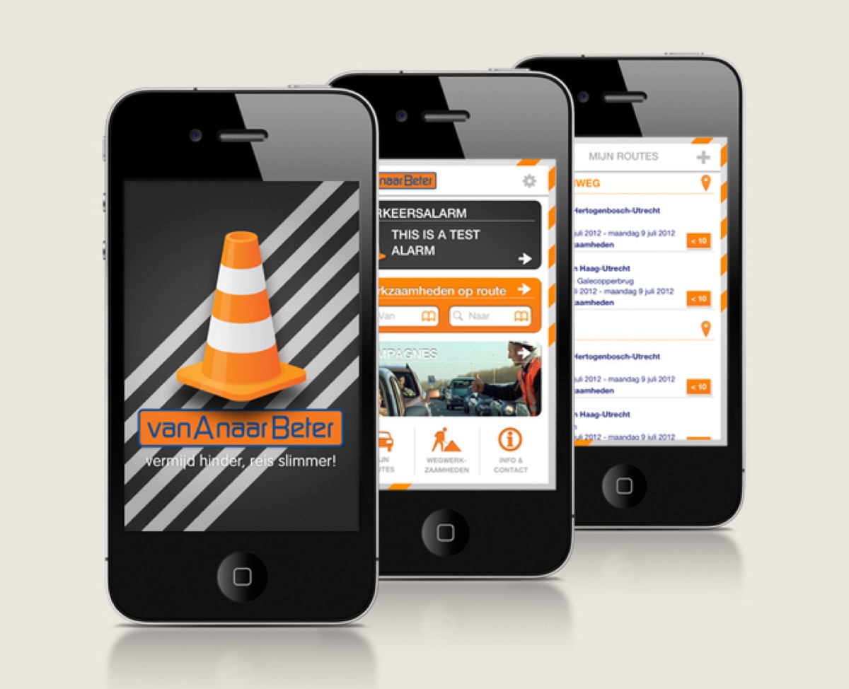 Van A naar Beter traffic app screens
